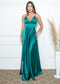 Vestido Alcinha com Decote Fenda Liso da Petra Fina - VERDE ESMERALDA