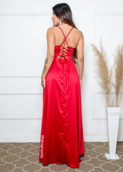 Vestido Alcinha com Decote Fenda Liso da Petra Fina