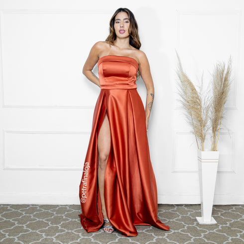 VESTIDO TOMARA Q CAIA ACETINADO VESTIDO DE FESTA PETRA FINA