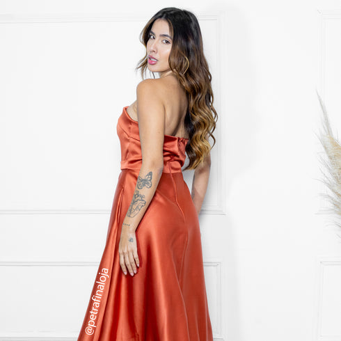 VESTIDO TOMARA Q CAIA ACETINADO VESTIDO DE FESTA PETRA FINA