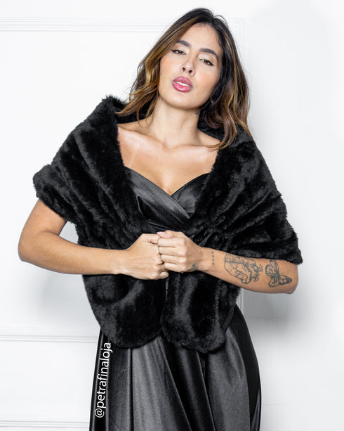 ESTOLA VESTIDO DE FESTA PETRA FINA PRETO M