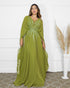 VESTIDO PEDRARIA MANGA MORCEGO GREGO VESTIDO DE FESTA PETRA FINA VERDE OLIVA P