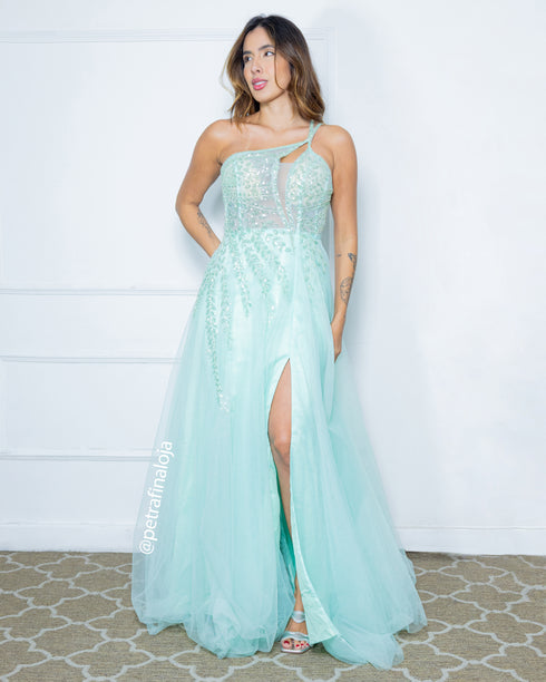 VESTIDO SAIA RODADO VESTIDO DE FESTA Petra Fina Moda Festa Verde P