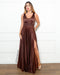 Vestido Três Listras Plissado da Petra Fina - MARROM
