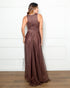 VESTIDO DE GOLA TULE TRABALHADO