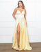 Vestido Alcinha com Decote Fenda Liso da Petra Fina - AMARELO