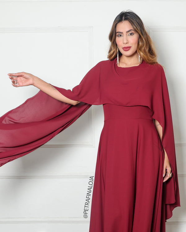 Vestido Capa Chiffon da Petra Fina - MARSALA