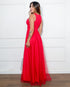 VESTIDO DE GOLA TULE TRABALHADO