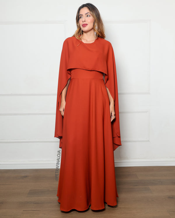Vestido Capa Chiffon da Petra Fina - TERRACOTA