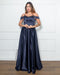 Vestido Acetinado Princesa da Petra Fina - AZUL MARINHO