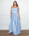 Vestido Acetinado Princesa da Petra Fina - AZUL SERENITY