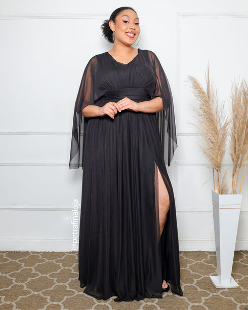 VESTIDO MANGA MORCEGO LISO