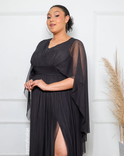 VESTIDO MANGA MORCEGO LISO