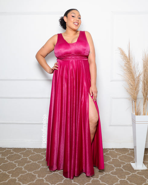 VESTIDO TRES LISTRAS PLISSADO