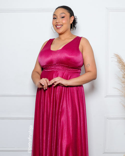 VESTIDO TRES LISTRAS PLISSADO