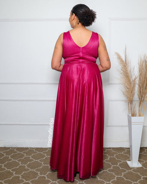 VESTIDO TRES LISTRAS PLISSADO