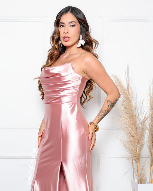 VESTIDO TOMARA QUE CAIA DRAPEADO LATERAL