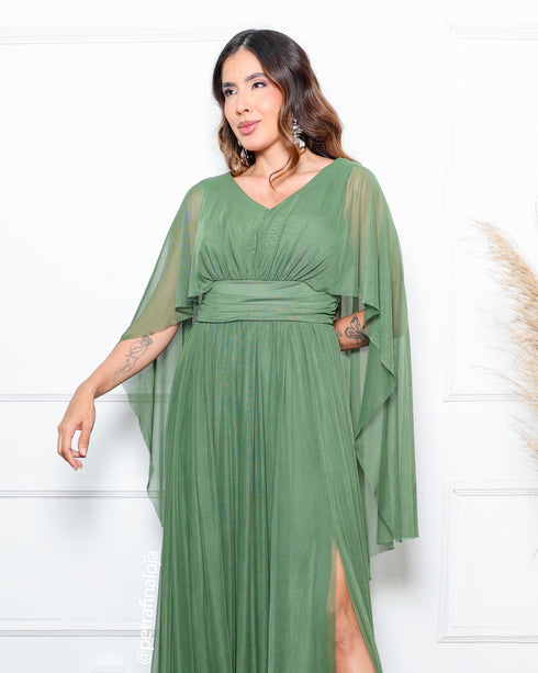 VESTIDO MANGA MORCEGO LISO