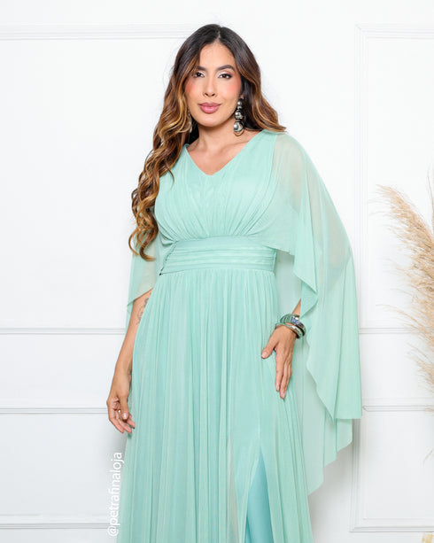 VESTIDO MANGA MORCEGO LISO