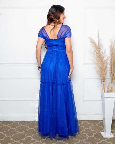 VESTIDO DECOTE TRIANGULO TULE BRILHANTE