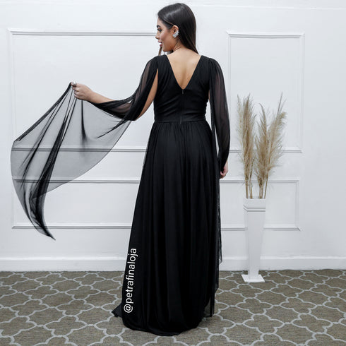 VESTIDO TRES LISTRAS PEQUENAS COM CAPA