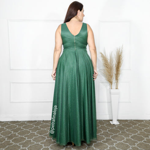 Vestido três listras plissado VESTIDO DE FESTA PETRA FINA