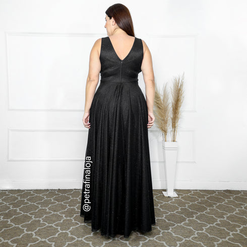 Vestido três listras plissado VESTIDO DE FESTA PETRA FINA