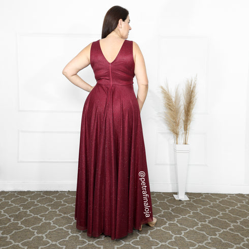 Vestido três listras plissado VESTIDO DE FESTA PETRA FINA