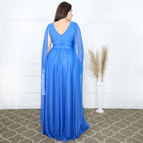 Vestido três listras pequenas com capa VESTIDO DE FESTA PETRA FINA