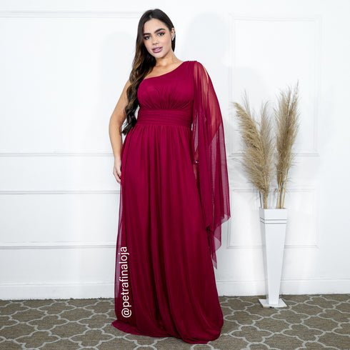 VESTIDO UM OMBRO SÓ LISO vestidos de festa PETRA FINA MARSALA M