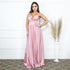 VESTIDO ALCINHA COM DECOTE FENDA LISO VESTIDO DE FESTA PETRA FINA ROSE P