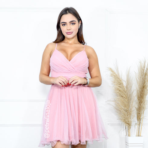 VESTIDO DECOTE CRUZADO DRAPEADO VESTIDO DE FESTA PETRA FINA