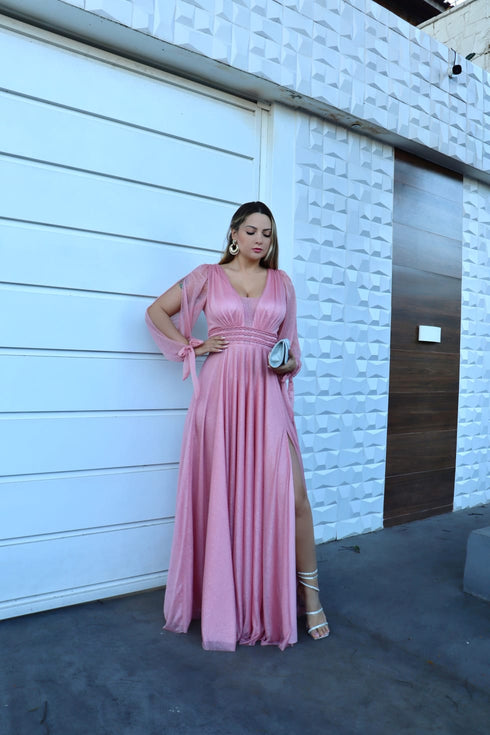 VESTIDO MANGA LONGA TRES LISTRAS PETRA FINA