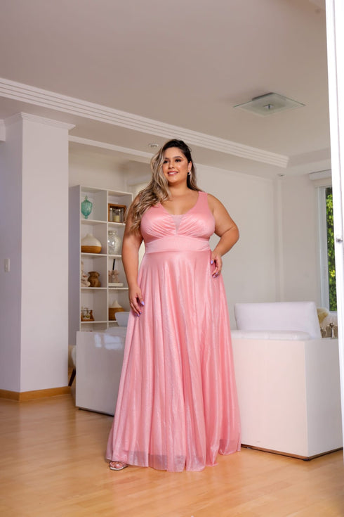 Vestido regata tule brilhante PETRA FINA ROSE GG