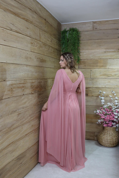 VESTIDO TRES LISTRAS PEQUENAS COM CAPA