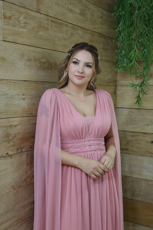 VESTIDO TRES LISTRAS PEQUENAS COM CAPA