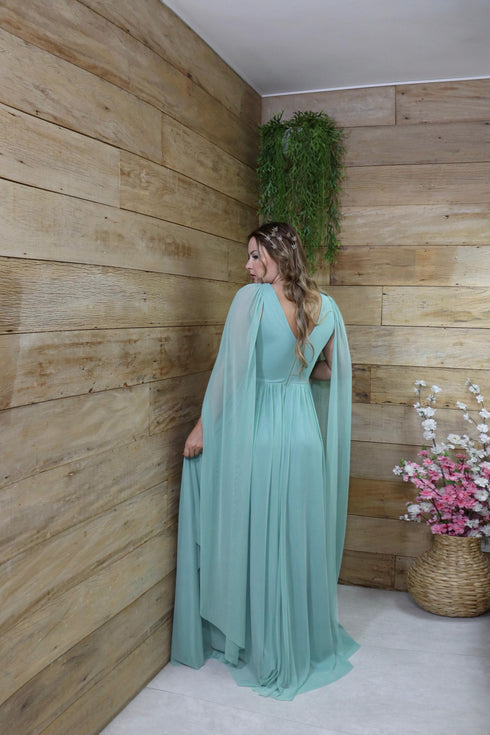 Vestido três listras pequenas com capa VESTIDO DE FESTA PETRA FINA