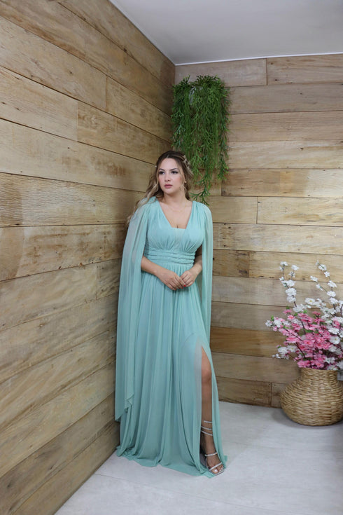 Vestido três listras pequenas com capa VESTIDO DE FESTA PETRA FINA