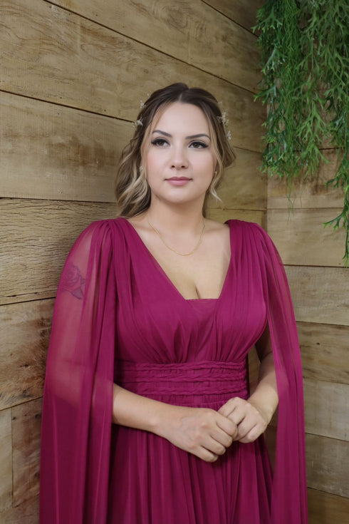 Vestido três listras pequenas com capa VESTIDO DE FESTA PETRA FINA