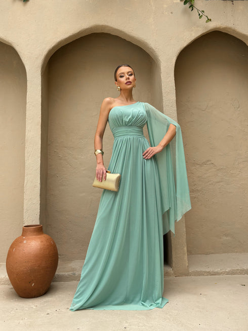 VESTIDO UM OMBRO SÓ LISO vestidos de festa PETRA FINA VERDE M