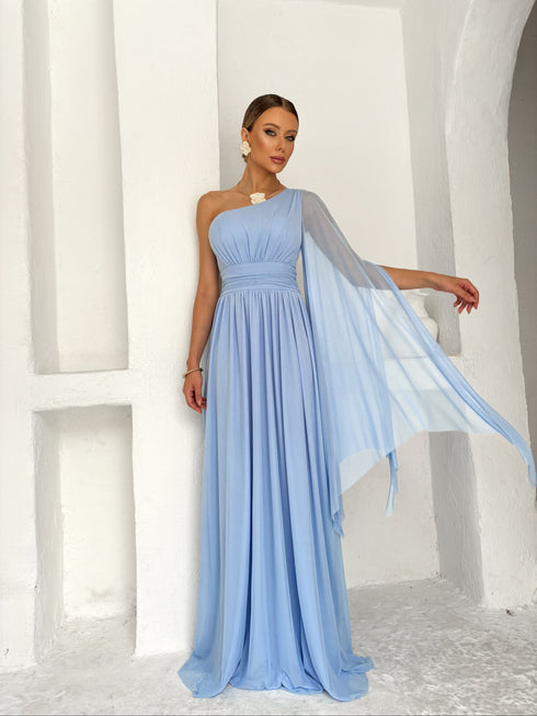 VESTIDO UM OMBRO SÓ LISO vestidos de festa PETRA FINA AZUL SERENITY M