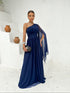VESTIDO UM OMBRO SÓ LISO vestidos de festa PETRA FINA AZUL MARINHO M
