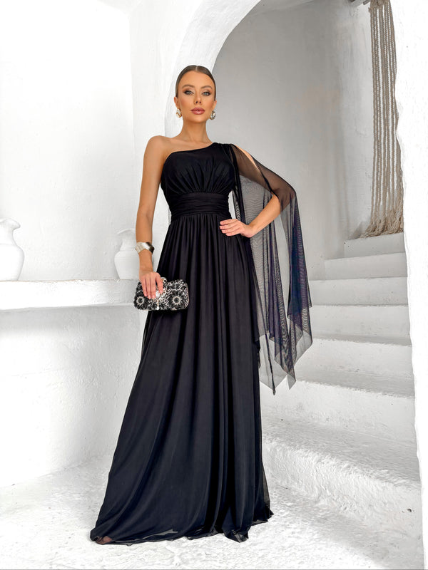 VESTIDO UM OMBRO SÓ LISO vestidos de festa PETRA FINA PRETO M