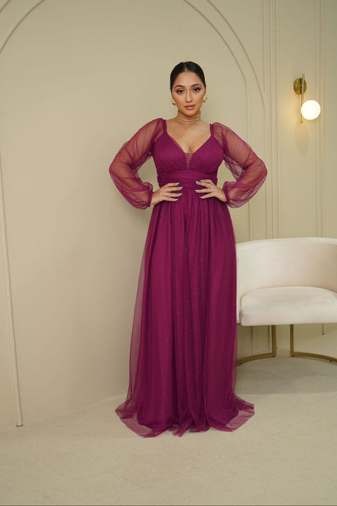 VESTIDO MANGA LONGA TULE