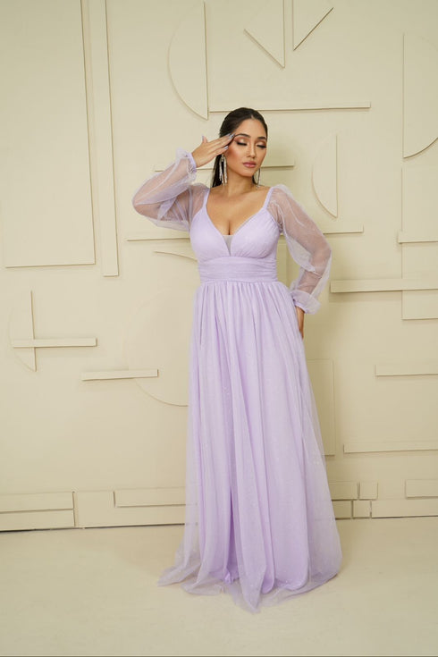 VESTIDO MANGA LONGA TULE