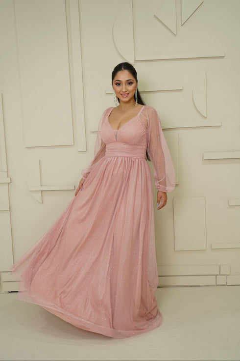 VESTIDO MANGA LONGA TULE