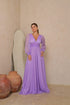 vestido manga longa plissado VESTIDO DE FESTA PETRA FINA LILAS M