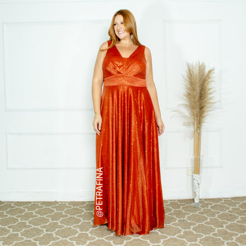 Vestido regata tule brilhante PETRA FINA TERRACOTA GG
