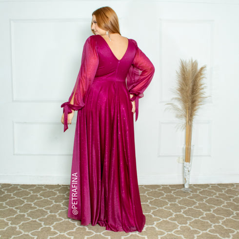 VESTIDO MANGA LONGA TRES LISTRAS PETRA FINA