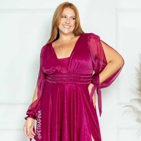 VESTIDO MANGA LONGA TRES LISTRAS PETRA FINA